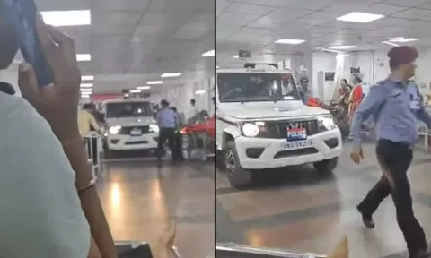 எய்ம்ஸ் அவசர சிகிச்சை பிரிவுக்குள் சென்ற போலீஸ் வாகனம்- வீடியோ வைரல்