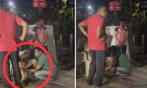 டிராபிக் போலீஸுக்கு கால் அமுக்கி விட்ட இளைஞன்.. சர்ச்சை வீடியோ - நடந்தது என்ன?