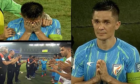 கண்ணீர் மல்க பிரியா விடை பெற்ற இந்திய கால்பந்து ஜாம்பவான் சுனில் சேத்ரி