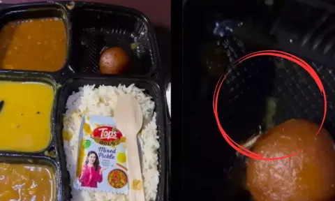 குலாப்ஜாமுனில் உயிருடன் ஊர்ந்த கரப்பான் பூச்சி.. IRCTC உணவை வீடியோ எடுத்து வெளியிட்ட பயணி