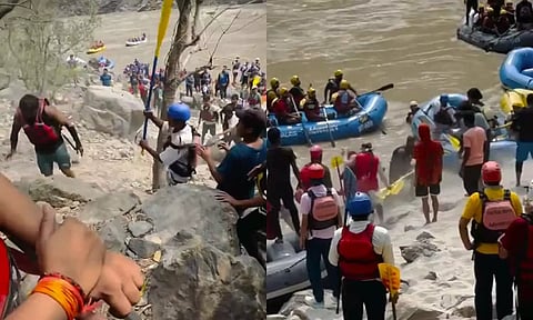 ரிஷிகேஷில் துடுப்புகளுடன் சுற்றுலா பயணிகள், வழிகாட்டிகள் மோதல்- வீடியோ வைரல்