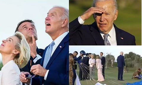 கால் போன போக்கிலே.. ஜி7 மாநாட்டில் ஜோ பைடன்  அலப்பறைகள் - வைரலாகும் வீடியோ