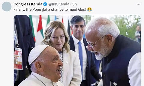 கடவுளை சந்திக்கும் வாய்ப்பு போப் பிரான்சிசுக்கு கிடைத்துள்ளது- கேரளா காங்கிரஸ் கிண்டல்