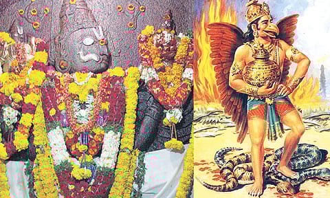 அமிர்த கலசத்துடன் இருக்கும் கருடன்!