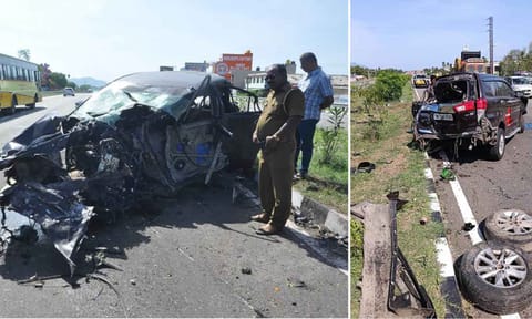 கார் டயர் வெடித்து விபத்து- மாணவி பலி