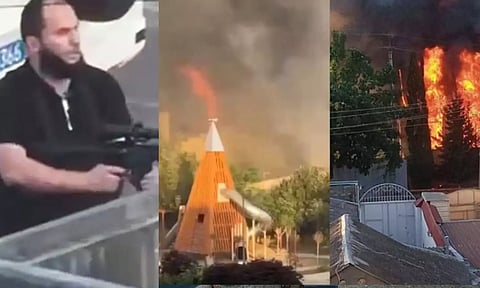 பற்றி எரியும் வழிபாட்டுத் தளங்கள்.. பயங்கரவாத தாக்குதலில் 14 போலீசார் பலி - பரபரப்பு வீடியோ