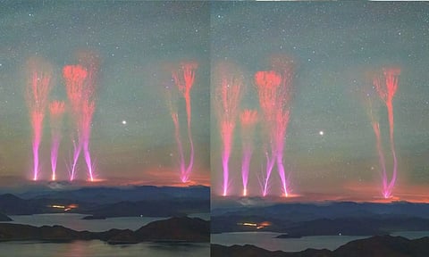 அரிதினும் அரிது.. இமயமலை மீது வண்ணத் திரளாக வெட்டிய ராட்சத மின்னல்கள்.. வீடியோ