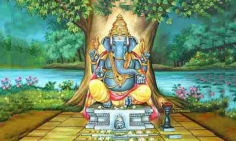 பஞ்சபூத தத்துவத்தை விளக்கும் விநாயகருக்கான மரங்கள்