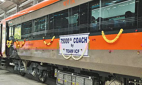 பெரம்பூர் ஐ.சி.எப். தொழிற்சாலையில் 75 ஆயிரம் ரெயில் பெட்டிகள் தயாரித்து சாதனை