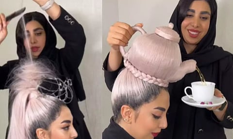 தலைமுடியை டீ பாத்திரமாக மாற்றியவர்- வீடியோ வைரல்