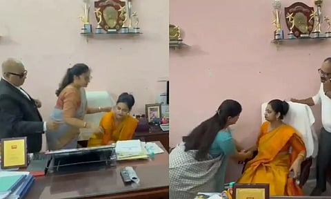 பழைய பிரின்சிபலை தடாலடியாக இழுத்துத் தள்ளி நாற்காலியில் அமர்ந்த புது பிரின்சிபல் - வீடியோ