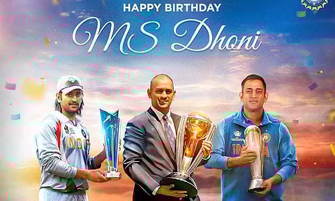உலகக்கோப்பைகளை வென்ற கேப்டன்: எம்.எஸ்.டோனிக்கு பிறந்தநாள் வாழ்த்து தெரிவித்த பிசிசிஐ