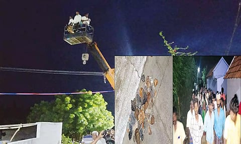 12 நாட்களாக வீடுகளின் மேல் கற்கள் விழுந்த சம்பவம்- கிராமத்தில் கேமராக்கள் பொருத்தி விடிய விடிய கண்காணிப்பு