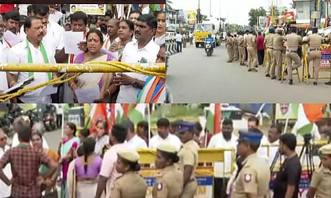 தமிழ்நாடு காங்கிரஸ் சார்பில் அண்ணாமலை வீடு முன்பு ஆர்ப்பாட்டம்