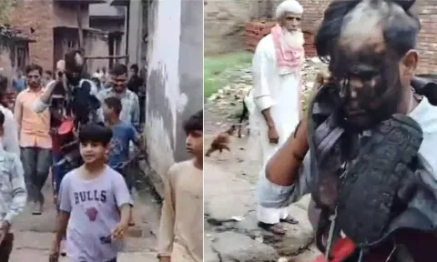 சிறுமியிடம் பேசிய இளைஞருக்கு மொட்டையடித்து செருப்பு மாலை- வைரலாகும் வீடியோ