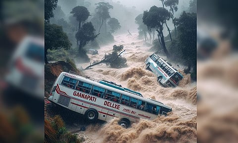 நிலச்சரிவில் சிக்கி ஆற்றில் கவிழ்ந்த பேருந்துகள்: 7 இந்தியர்கள் உள்பட 65 பேர் மாயம்- தேடும் பணி தீவிரம்