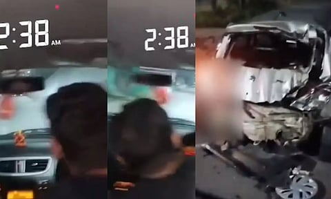 மதுபோதையில் காருக்குள் ரீல்ஸ்.. நொடியில் நடந்த விபத்து.. 2 பேர் பலி - அதிர்ச்சி வீடியோ