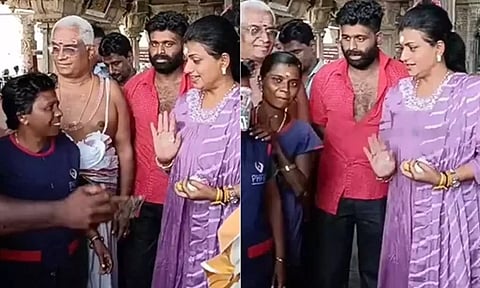 தூய்மை பணியாளர்களை தள்ளி நிற்க சொன்ன நடிகை ரோஜா? திருச்செந்தூர் கோவிலில் நடந்த அதிர்ச்சி