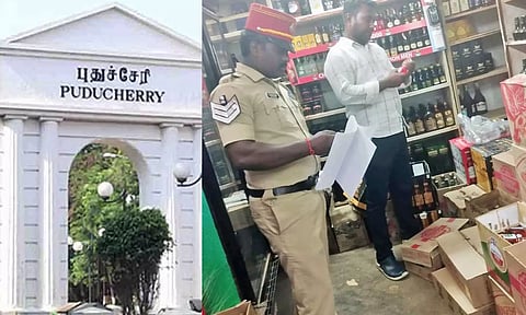 புதுச்சேரியில் உயர் ரக மதுபானங்களில் கலப்படம் செய்து விற்பனையா?- போலீசார்  சோதனை