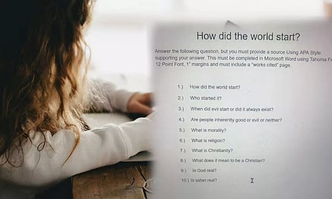 கடவுள் இருக்காரா? இல்லையா?: அமெரிக்க பள்ளியில் கேட்கப்பட்ட கேள்வியால் சர்ச்சை