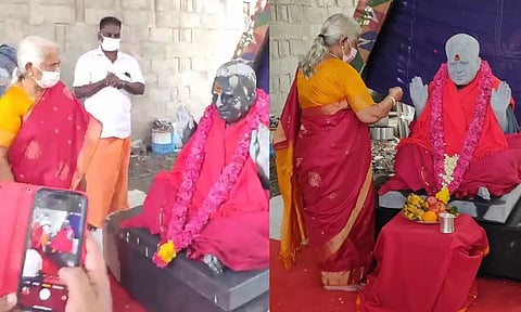 தயாரான பங்காரு அடிகளார் சிலை- கண்கலங்கி நின்ற மனைவி லட்சுமி அம்மாள்