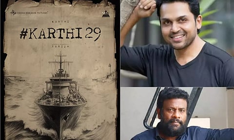 பிளாக்& வைட்டில் பிரம்மாண்ட கப்பல் - கார்த்தி 29 போஸ்டர் வெளியிட்ட படக்குழு