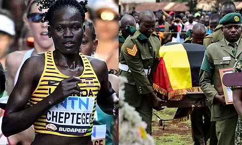 காதலனால் தீவைத்து எரிக்கப்பட்ட ஒலிம்பிக் ஓட்டப் பந்தய வீராங்கனை.. உடல் ராணுவ மரியாதையுடன் அடக்கம்