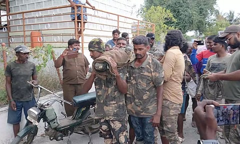 முதலை சிக்கியதால் கிராம மக்கள் நிம்மதி- வனத்துறையினருக்கு பாராட்டு