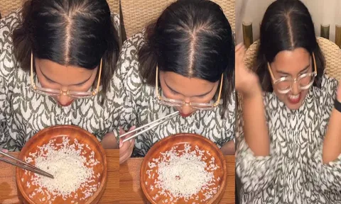 சாப்ஸ்டிக்ஸ்-ல் அரிசியை சாப்பிட்டு உலக சாதனை படைத்த பெண்- வீடியோ