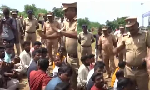 பந்தல் அகற்றப்பட்ட போதிலும் தொடர்ந்து போராட்டம் நடத்தி வரும் சாம்சங் தொழிலாளர்கள்: போலீசார் குவிப்பு