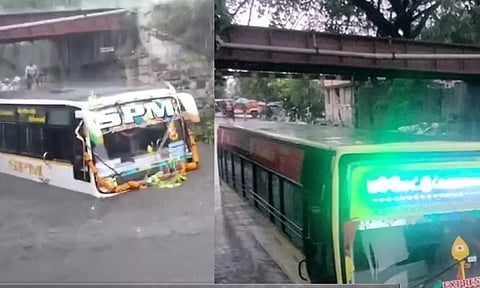 மீண்டும் மீண்டுமா.. நேற்று தனியார் பேருந்து சிக்கிய அதே சுரங்கபாதையில் இன்று அரசு பேருந்தும் சிக்கியது
