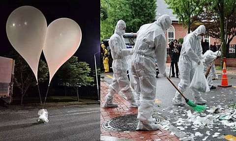 வடகொரியா அனுப்பிய குப்பைகள் நிரப்பப்பட்ட பலூன்