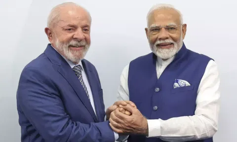 பிரேசில் அதிபர் லூலாவை சந்தித்து பேசிய பிரதமர் மோடி