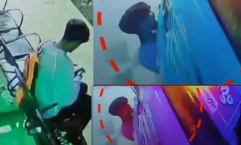 கட்டுப்பாட்டை இழந்து மோதிய பேருந்து.. நூலிழையில் உயிர் தப்பிய இளைஞர் - அதிர்ச்சி வீடியோ