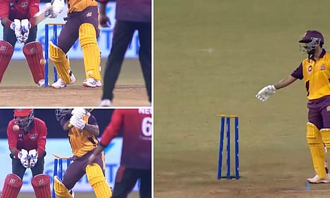 Video: ஸ்டம்பை தாக்கிய பந்து.. பைல்ஸ் கீழே விழாததால் தப்பித்த வீரர்