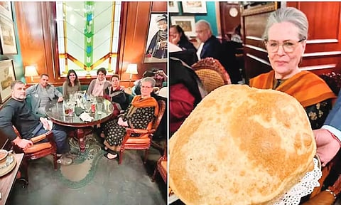 பாராளுமன்ற விவாதத்திற்கு பிறகு குடும்பத்தினருடன் ஓட்டலில் உணவருந்தி மகிழ்ந்த ராகுல்