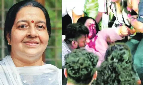 கின்னஸ் சாதனை நடன நிகழ்ச்சி: மேடையில் இருந்து தவறி விழுந்த காங். பெண் எம்.எல்.ஏ.