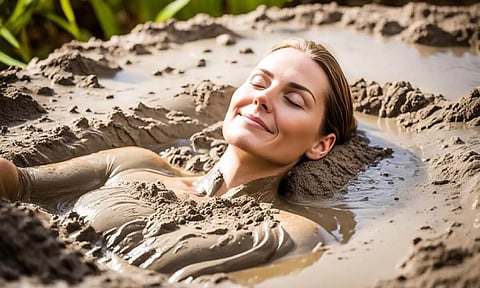 உடல் சூட்டை குறைத்து புத்துணர்ச்சி அளிக்கும் `மண் குளியல்'