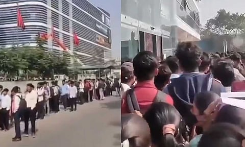 VIDEO: வேலைக்கான நேர்காணலுக்காக பல கி.மீ. தூரத்திற்கு வரிசையில் நிற்கும் இளைஞர்கள்