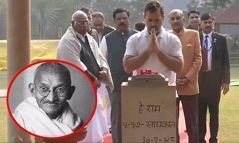 மகாத்மா காந்தி நினைவிடத்திற்கு சென்று மரியாதை செலுத்தினார் ராகுல் காந்தி