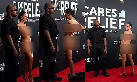 VIDEO: கிராமி விருது விழாவில் 'நிர்வாண' உடையில் வந்த பிரபல பாடகரின் மனைவி