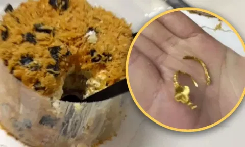 மோதிரத்தை கேக்கில் வைத்து காதலிக்கு பரிசளித்த காதலன்