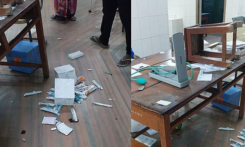 அரசு ஆஸ்பத்திரியை சூறையாடிய குடிமகன்கள்- நர்சுகள், ஊழியர்கள் அலறியடித்து ஓட்டம்