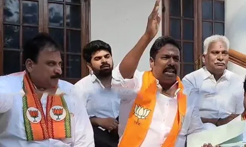 புதுச்சேரியில் கூட்டணி அரசுக்கு எதிராக பா.ஜ.க. எம்.எல்.ஏ.க்கள் போராட்டம்