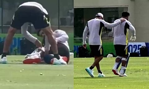 சாம்பியன்ஸ் டிராபி: பாண்ட்யா அடித்த பந்தில் காயம்.. வலியால் துடித்த ரிஷப் பண்ட்- வீடியோ