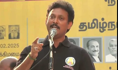 ரூ.2,151 கோடி உங்கள் அப்பன் வீட்டுப் பணமா? - ஆர்ப்பாட்டத்தில் கொந்தளித்த அன்பில் மகேஷ்