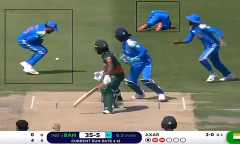 அக்சர் படேலின் ஹாட் ட்ரிக் விக்கெட்.. கேட்ச்-ஐ தவறவிட்டதும் ரோகித் செய்த செயல் - வீடியோ வைரல்