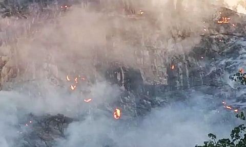 மேற்கு தொடர்ச்சி மலையில் காட்டுத்தீ- கல்லூரிக்கு விடுமுறை அறிவிப்பு