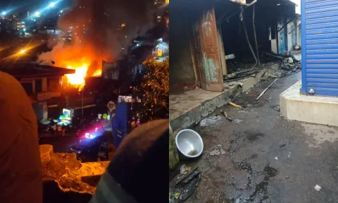 குன்னூர் மார்க்கெட்டில் தீ விபத்து- 15-க்கும் மேற்பட்ட கடைகள் எரிந்து நாசம்