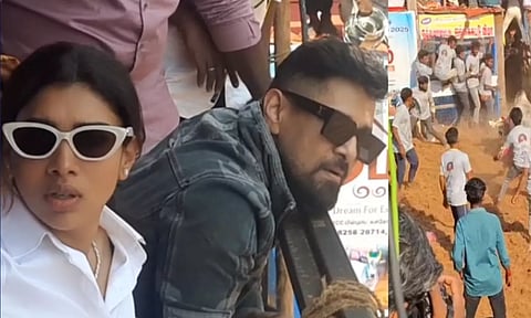 ஜல்லிக்கட்டு போட்டியை கண்டுகளித்த விக்ரம் - துஷாரா விஜயன்